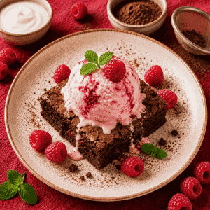 brownie málnafagyival