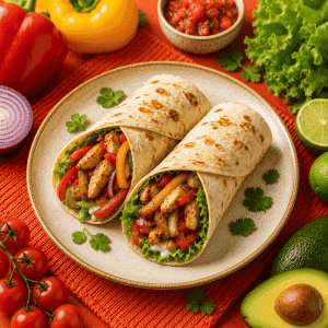 csirkés fajitas tortillába tekerve